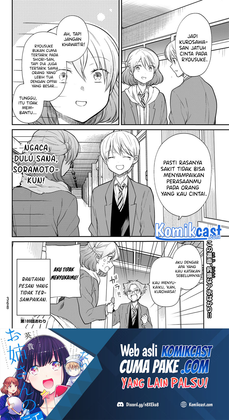 Danshi Koukousei wo Yashinaitai Onee-san no Hanashi Chapter 189 Bahasa Indonesia